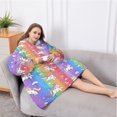 thumbnail image 5 of Oversized Wearable Blanket Hoodie,Colorful Stripe Unicorn Pattern Sherpa Blanket Hoodie with Super Pockets,Super Warm Fuzzy Pullover for Women & Men, 5 of 6