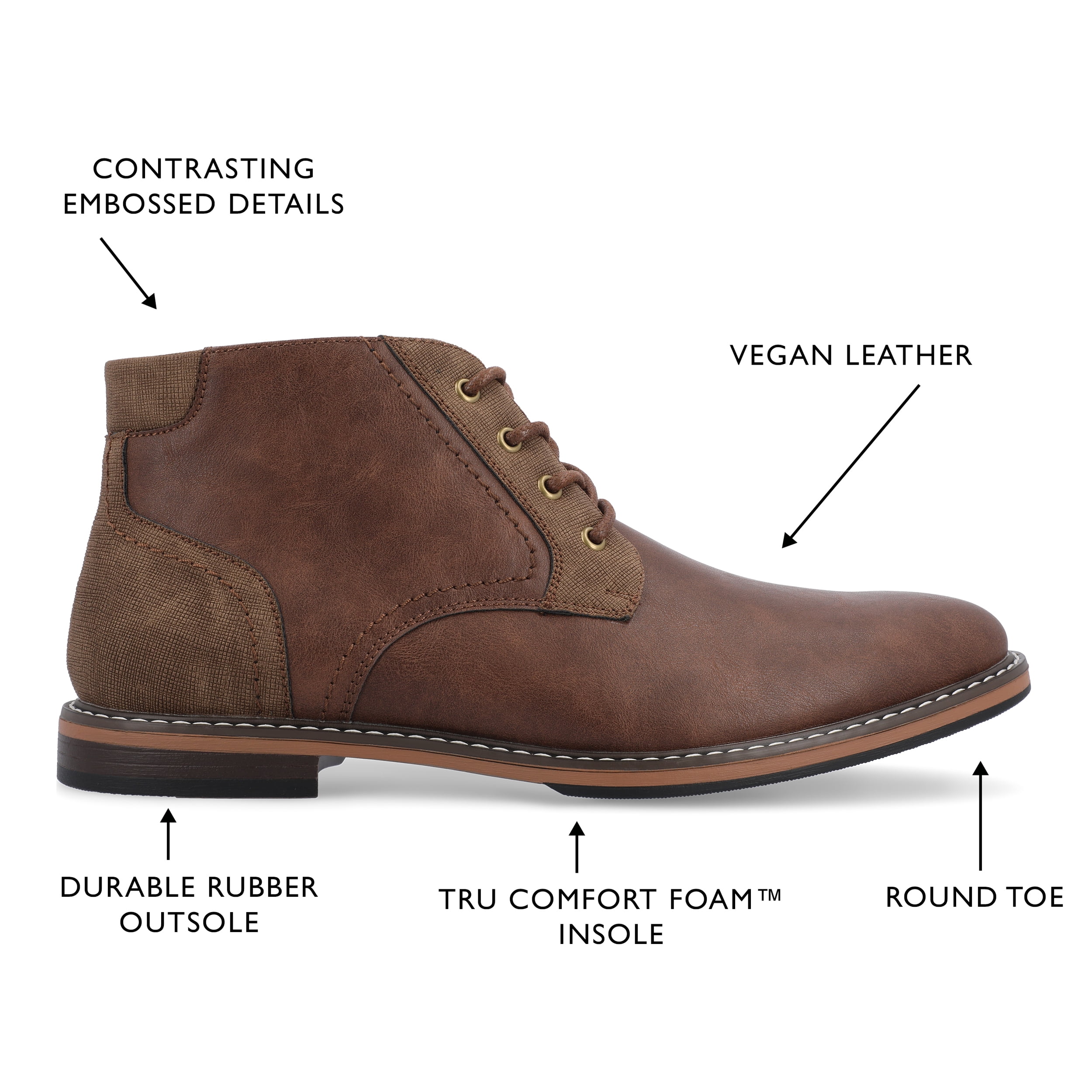 Vance Co. Mens Franco Tru Comfort Foam Lace-up Round Toe Chukka Boot