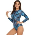 thumbnail image 4 of SWSMCLT Women's Long Sleeve Bathing Suit Short Surf Swimwear One Piece Swimsuit Cheeky Zip Slimming Beach Blue 4, 4 of 5