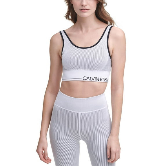 Calvin Klein Womens Seamless Ribbed Medium Impact Sports Bra