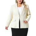 thumbnail image 2 of DARING DIVA Women's Plus Tweed Blazers Work Office Blazer Jackets Beige 1X, 2 of 6