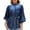 Dark Blue, variant on SETOOFF Womens 3/4 Length Sleeve Tops Denim Blouses Stand Collar Button Front Belted Waist Puff Sleeve Casual Shirts Women Spring Fall Travel Daily Outfit