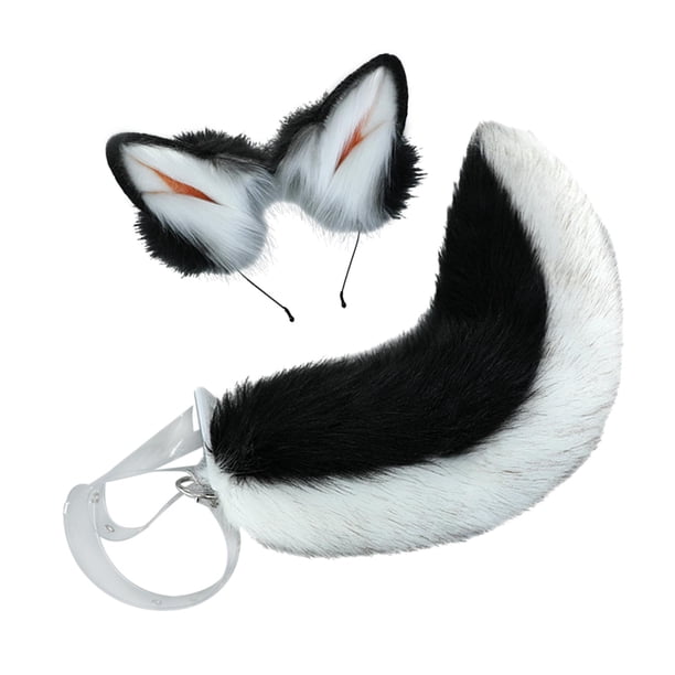 Juego De 2 Piezas De Orejas Y Cola De Perro, Accesorios De Disfraz De Lolita, Blanco Y Negro Sunnimix Traje de juego de cosplay