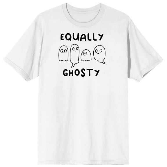 Halloween Cartoon Ghosts Equally Ghosty Men's White Graphic Tee-Medium