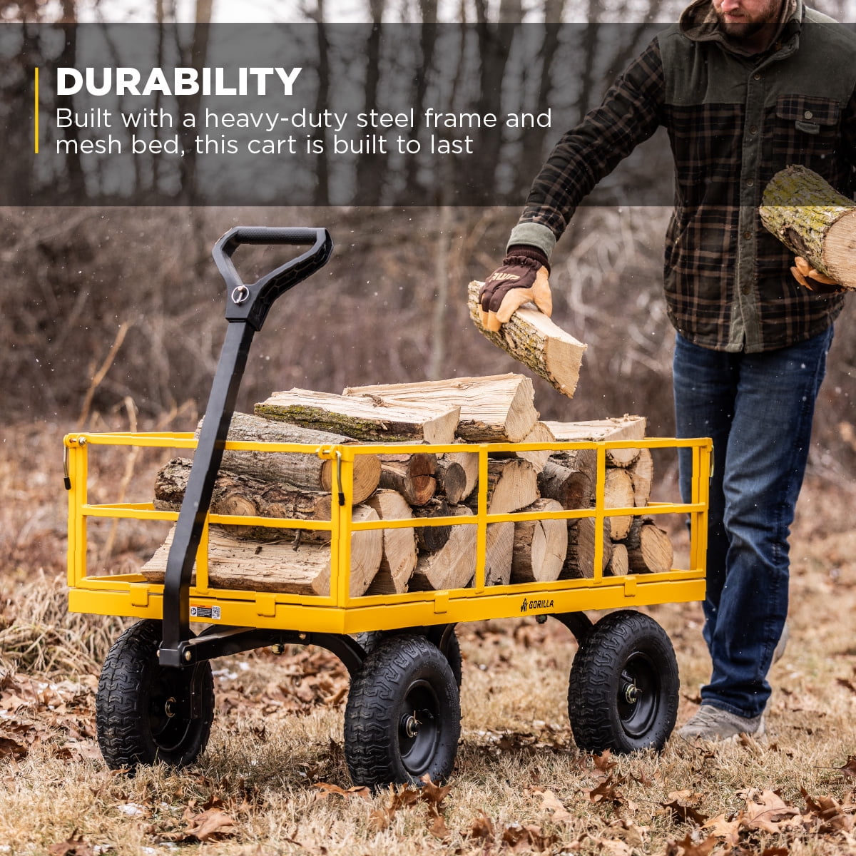 Gorilla Carts GOR1201B 1200-lb. Heavy-Duty Steel Utility Cart, 13" Tires