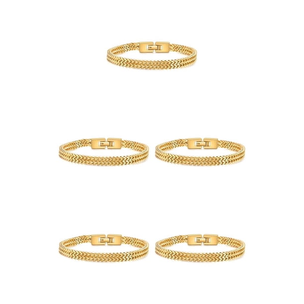 Minnieouse de Color sólido de 19cm/21cm, brazalete de acero de titanio, accesorio de moda para hombre, cadena de mano trenzada de moda, Type2 NO2