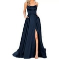 thumbnail image 1 of MYG Women Elegant Backless Long Dress Satin Strapless Party Prom Side Slit Dress, 1 of 7