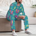 thumbnail image 5 of Mens Pajamas Set, Flip flop starfish shells Button Down Long Sleeve Loungewear Sleepwear Pjs sets for Men, 5 of 5