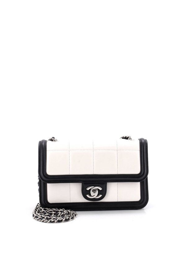 Pre-Owned CC Chocolate Bar Flap Bag Quilted Lambskin Mini By Rebag