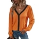 thumbnail image 1 of Cárdigan para Mujer Top con Cuello en V Diseño de Empalme a Cuadros Walf Manga con Hombros caídos Top de Mujer con un Solo Pecho para el hogar al Aire Libre Naranja XL, 1 of 6