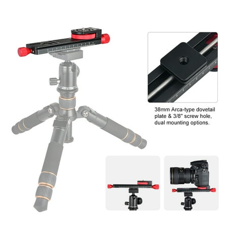 Andoer W-160 Aluminum Alloy 2-Way Macro Focusing Rail Slider Plate Close-up Photography Tripod Head with 1/4