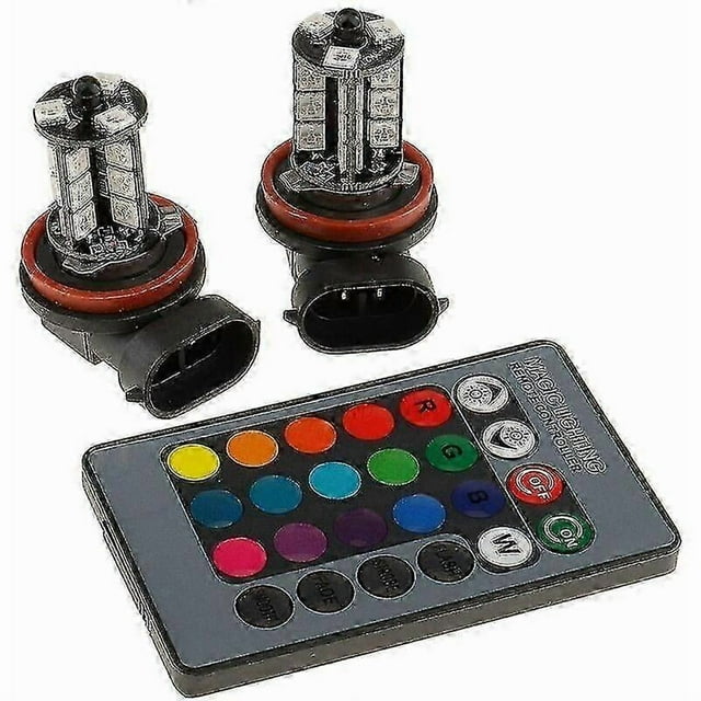 Pack Of 2 H8/h11 Rgb Fog Light Bulbs Multicolor Rgb Led Fog Lights Driving Bulbs Remote Control H8/h11 Replacement Lamp