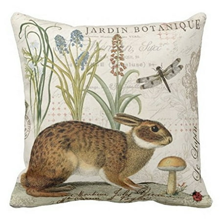 Gift Throw Pillow - Tayyakoushi Rabbit with Mushroom Cotton Decorative Throw Pillow Case Housewarming Gift Cushion Cover 18''