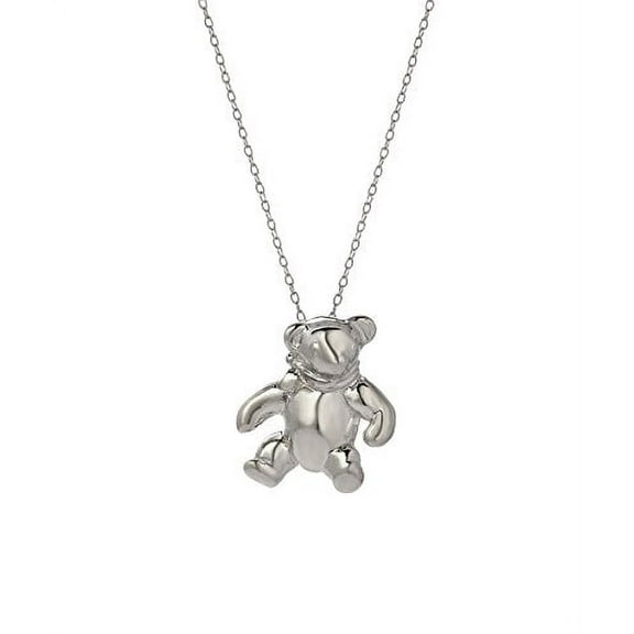Sterling Silver Teddy Bear Pendant Necklace, 18"