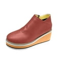 thumbnail image 5 of Dakaela Women's Chelsea Wedge Boots Side Zipper Platform Fall Booties Comfortable Business Office Slip on Work Shoes Red 7.5, 5 of 6