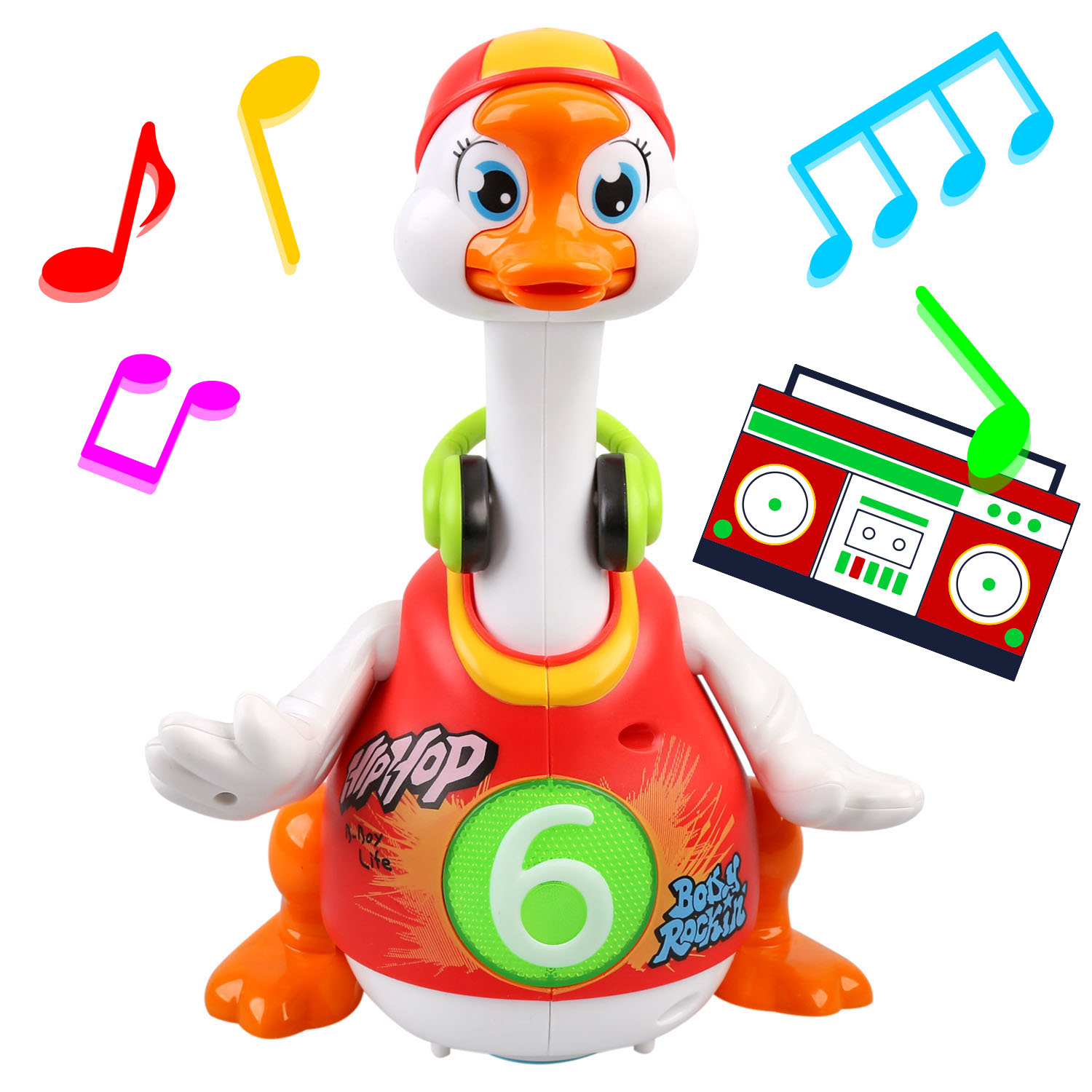 URBAN KIT Dancing Hip Hop Goose Development Musical Toy | Hip Hop Goose Toy | Toddler Dancing | Rapping Duck | Dancing Toy for Toddler | Singing Toys for Toddlers-Red - image 1 of 6