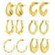 thumbnail image 1 of JeenMata - Juego de Regalo de 6 Pares de Pendientes para Mujer de Uso Diario en Baño de Oro Amarillo, Gruesos, Abiertos, Ligeros, de Aro, Hipoalergénicos, Retorcidos para Mujer, 1 of 5