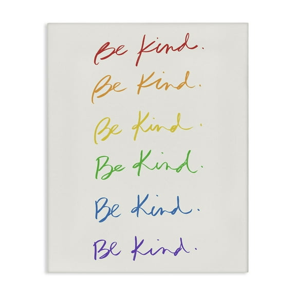 Stupell Industries Rainbow Be Kind Typography Painting Gallery Wrapped Canvas Art Print Wall Art, 16 x 20