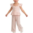 thumbnail image 3 of Bovxnpu Girls Summer Clothing Sets Striped Sleeveless V-neck Kids Breathable Casual Top and Pants Outfit Set, 3 of 8