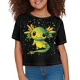 thumbnail image 3 of Uourmeti Axolotl Crop Top for Girls 8-10 Cute Short Crewneck Pullover Summer Loose Sports T-Shirt Kids Short Sleeve Tops, 3 of 6