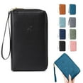 thumbnail image 2 of Passport Holder Multifunctional Passport Wallet Men's and Women's Travel Wallet ID Card Storage Bag Travel Wallet Protective Cover, Long Style Zipper Passport Case, Black, 2 of 5