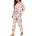 thumbnail image 4 of HELLHERO Butterfly Printed Pajamas for Women Crewneck Loungewear Soft Sleepwear Casual 2 Piece Pjs Set Round Neck Nightwear for Home, L, 4 of 5