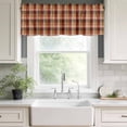 thumbnail image 2 of Orange Buffalo Plaid Valances for Windows, Rod Pocket Kitchen Valance Curtains - Soft & Washable Small Window Treatment for Living Room, Bathroom, Red Orange Geometric Check 54x18inch, 1 Panel, 2 of 9
