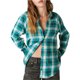 thumbnail image 1 of Lucky Brand Womens Oversized Plaid Button Up Shirt, green, S, 1 of 2