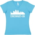 thumbnail image 3 of Inktastic Cincinnati Ohio Skyline City Silhouette Women's V-Neck T-Shirt, 3 of 5