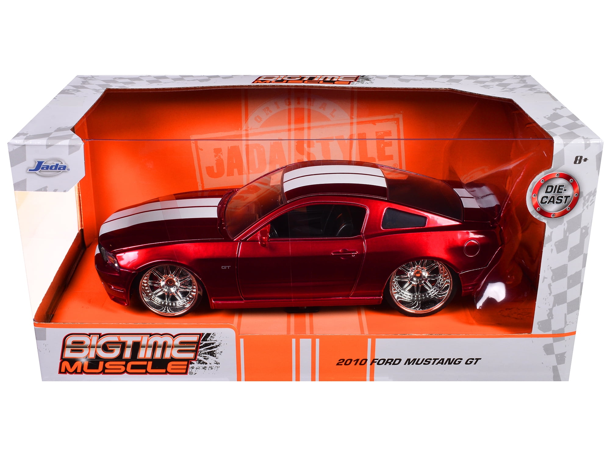 2010 Ford Mustang GT Red Metallic with White Stripes "Bigtime Muscle" Series 1/24 Diecast Model Car by Jada