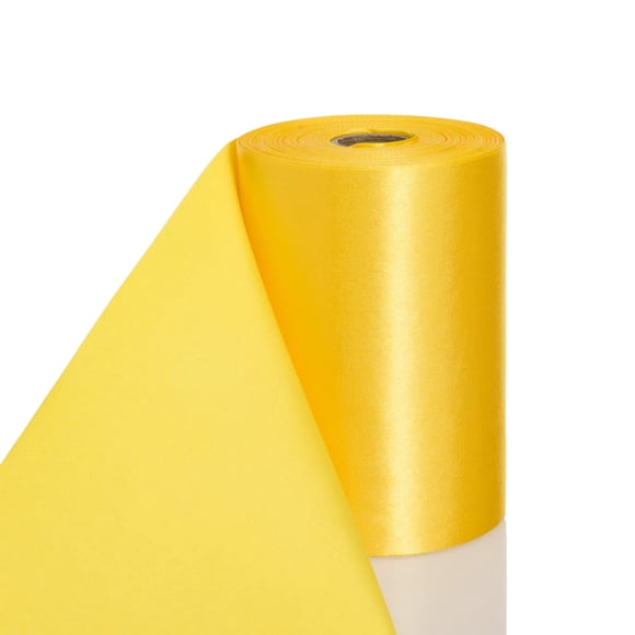 Cinta decorativa ATRBB de 4 pulgadas, satén amarillo, rollo de 25 m