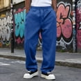 thumbnail image 2 of Uwinwear Baggy Sweatpants Men Casual Drawstring Waist,Elastic Waist Trousers Straight Leg Sweat Pants for Mens Loose Fit Joggers Sweatpants with Pockets,Royal Blue,S, 2 of 6