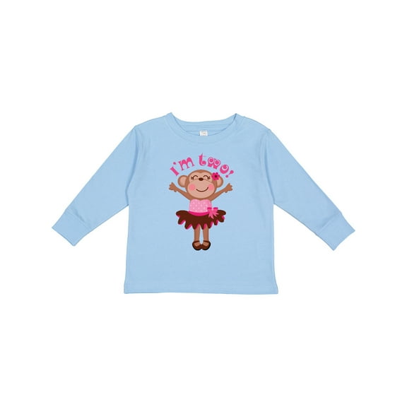 Inktastic Monkey 2nd Birthday for Girl Girls Long Sleeve Toddler T-Shirt
