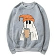 thumbnail image 4 of CLOISE Halloween Women Sweatshirt Trendy Ghost Graphic Oversized Sweatshirts Fall Long Sleeve Round Neck Hoodies Shirts Tunic Tees Halloween Gift Outfits Gray XS Boo, 4 of 5