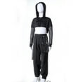 thumbnail image 4 of CHICTRY Girls Juniors Sportswear Cropped Hoodie Sweatshirt with Cargo Pants Activewear Street Dance Outfit Black 10, 4 of 7