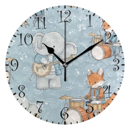 10 Artistic Round Wall Decorative Desk Clock Wall Clock Home Decor Animals Playing Musical Instruments