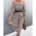 thumbnail image 3 of SWSMCLT Women's Ruffle Ruched High Waist Vintage Summer Dresses Long Sundress Fashion Fall Square Neck Dress Khaki Medium, 3 of 4