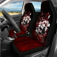thumbnail image 2 of KUIFORTI Skull Flower Car Seat Covers 14 Pack with Steering Wheel Cover Seat Belt Pads Car Headrest Protectors Cars Cup Coasters Wristlet Keychain Fit for Cars Sedan SUV, 2 of 6