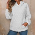 thumbnail image 2 of Tunic Tops for Women Loose Fit Casual Winter Fall Comfy Hooded Long-sleeved Bell One Shoulder with Pocket Graphic Hoodie Cotton Hoodies(White,M), 2 of 6