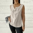 thumbnail image 4 of Duoif Womens Tank Tops Button down Linen Tank, Lightweight Summer Blouse Going Out Tops for Women Beige L, 4 of 5