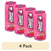 (4 pack) GHOST® ENERGY Zero Sugar Energy Drink, BUBBLICIOUS® Strawberry Splash, 200mg Natural Caffeine, 16 fl oz Can