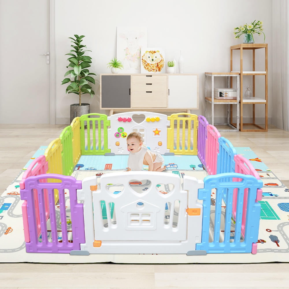 Baby Playpen Kids Play Yard + Doublesided Play Mat Waterproof Playmat Walmart Canada