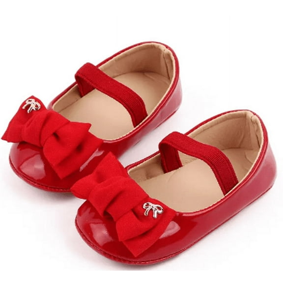Laurenza's Baby Girls Red Patent Bow Flats 12-18M Size 3