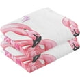 thumbnail image 2 of Dreamtimes Hand Towels, 2 PCS Pack Pink Flamingo Extra Absorbent Pure Cotton Towels Super Soft Hand Towel for Bathroom, Hotel, Kitchen, Gym, 16 x 28 Inch, 2 of 7