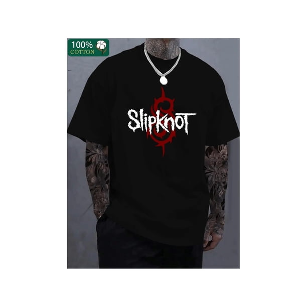 Slipknot-inspired Men'S Cotton T-Shirt- Casual Short Sleeve, Crew Neck, Summer Fashion Top in Classic Black