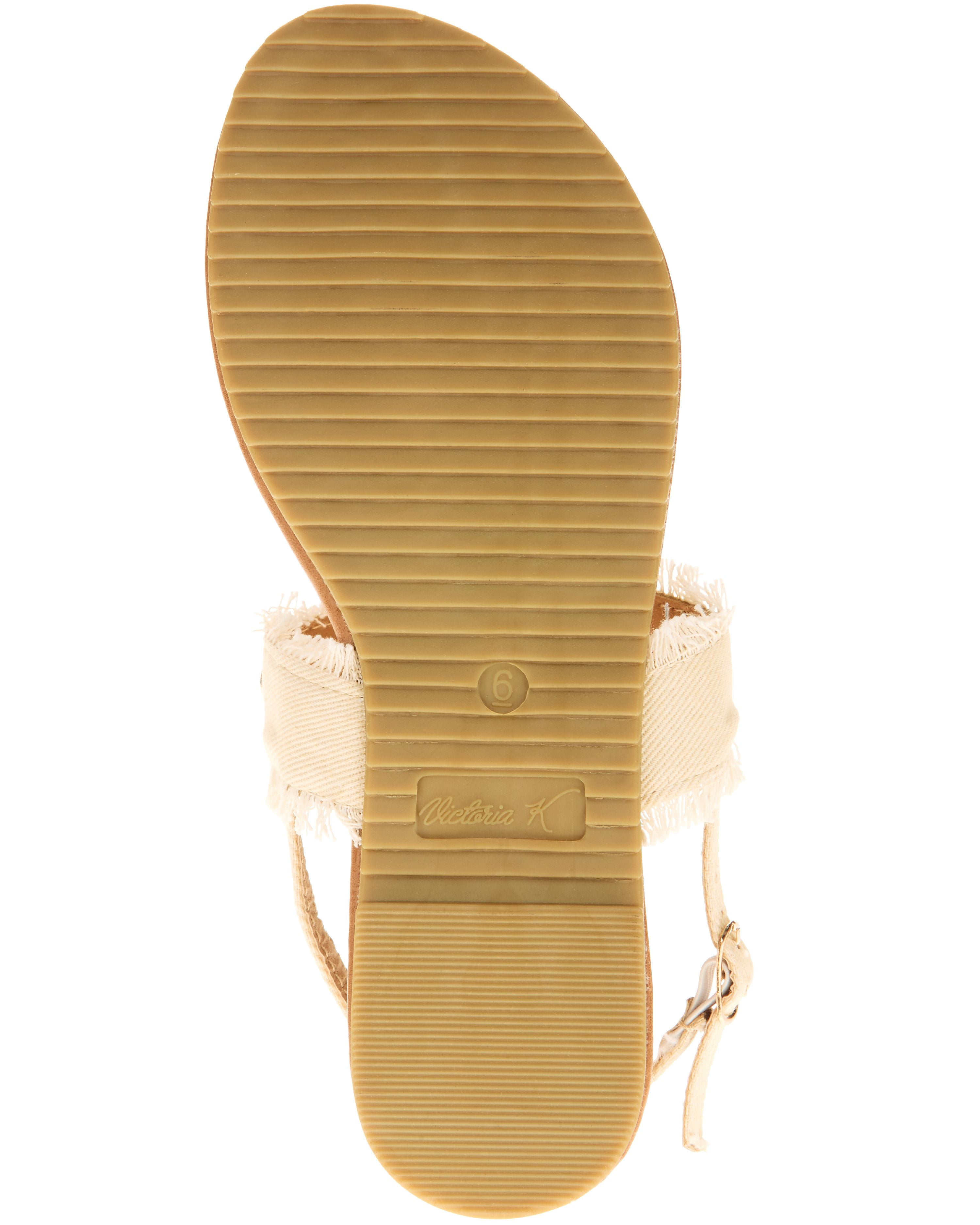 Victoria K Women's Denim and Pearls Sandals