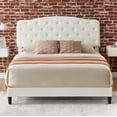 thumbnail image 3 of Yartaka Full Size Platform Bed Frame, Fabric Upholstered Bed Frame with Diamond Button Tufted Headboard, Adjustable Headboard, Wood Slat Support, Mattress Foundation, White, 3 of 9