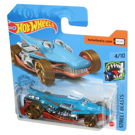 Hot Wheels Street Beasts 4/10 (2018) Blue Croc Rod Toy Car - (Short Card)