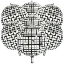 Xiyztok 4D Disco Balloons, 7 Pieces Metallic Mirror Balloon for Birthday Wedding Party Decoration, 22 Inches, Silver