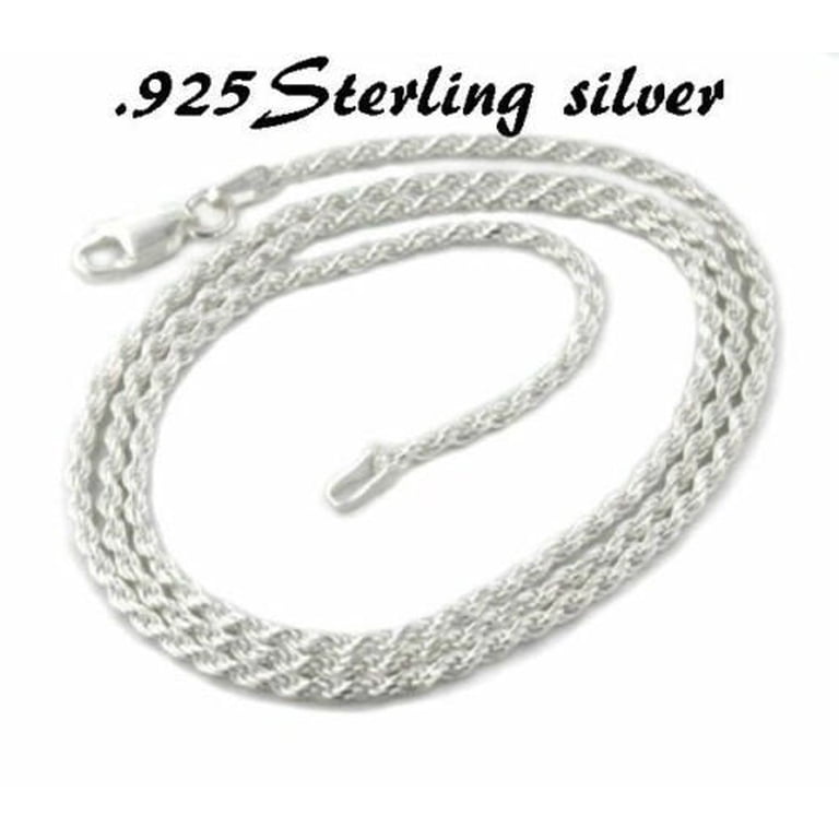 925 Sterling Silver Rope Chain Necklace Italy 1.2mm 1.5mm 1.8mm